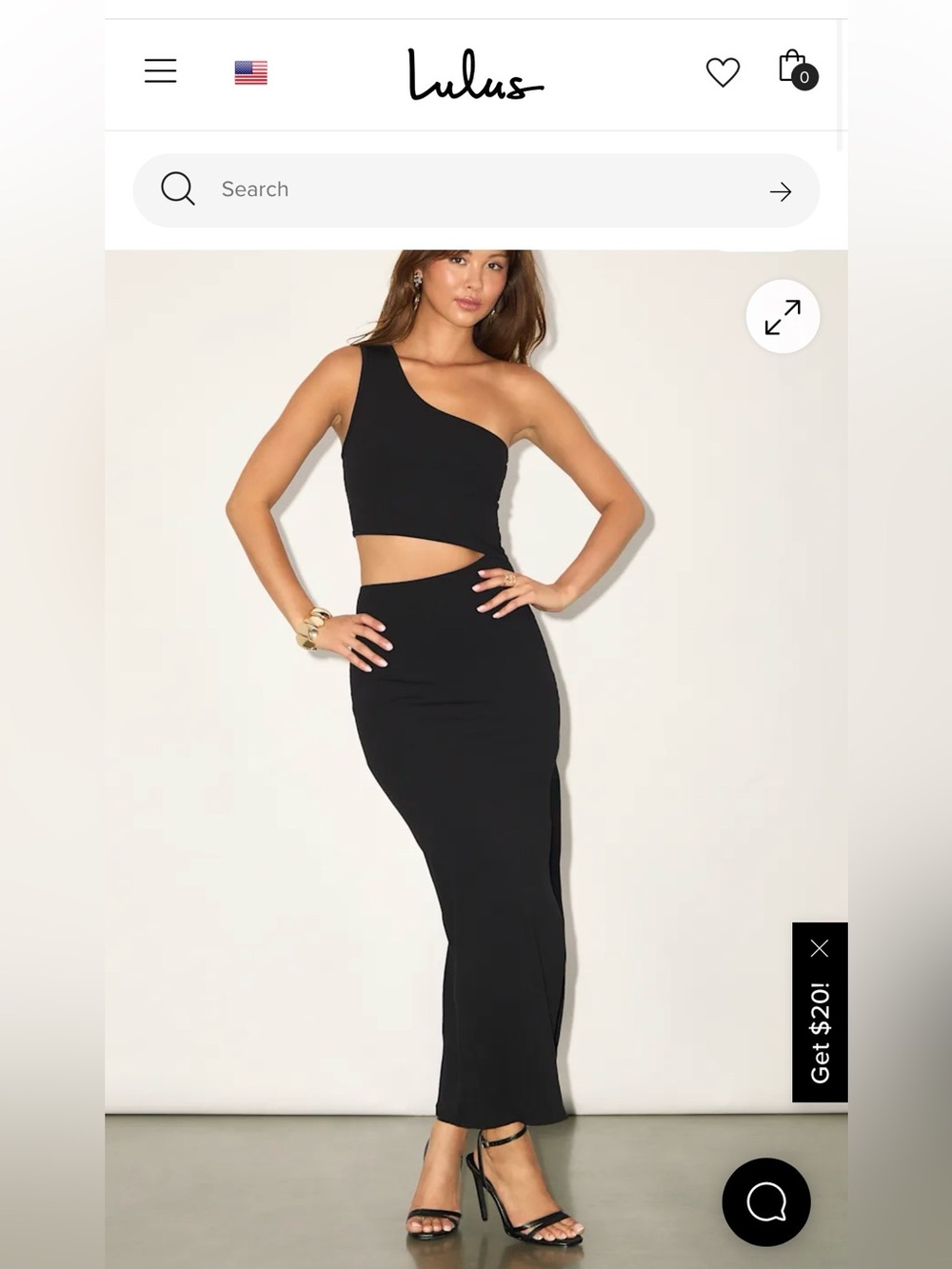 Lulu's Black One-Shoulder Cutout Maxi Dress